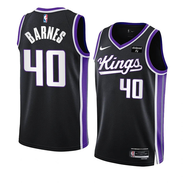 Men's Sacramento Kings #40 Harrison Barnes Black 2023/24 Icon Edition Swingman Stitched Basketball Jersey